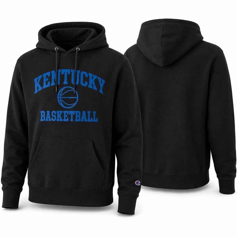 Champion Kentucky Basketball Hoodie Black NCAA Pullover Streetwear Athleisure
